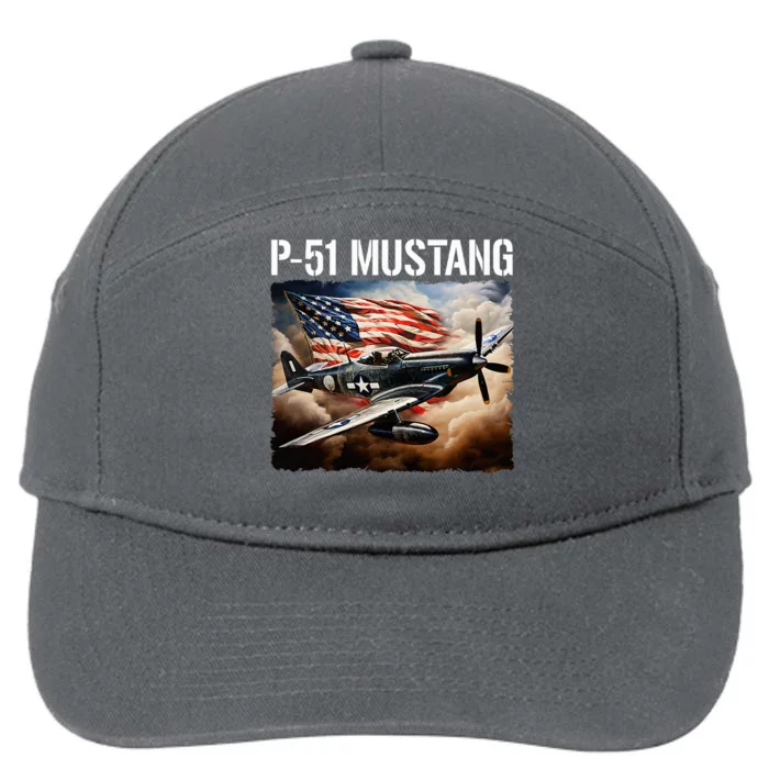 P51 Mustang American Ww2 Fighter Airplane P51 Mustang 7-Panel Snapback Hat