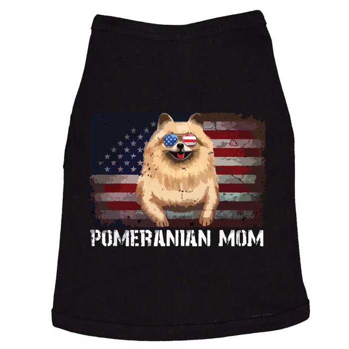 Pomeranian Mom American Pomeranian Dog US Flag 4th Of July Doggie Tank