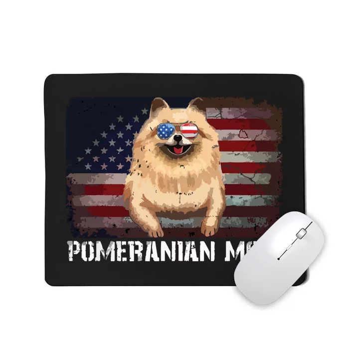 Pomeranian Mom American Pomeranian Dog US Flag 4th Of July Mousepad