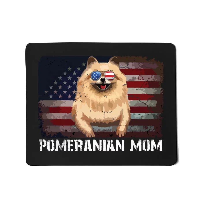 Pomeranian Mom American Pomeranian Dog US Flag 4th Of July Mousepad