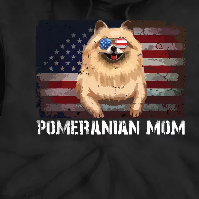 Pomeranian Mom American Pomeranian Dog US Flag 4th Of July Tie Dye Hoodie