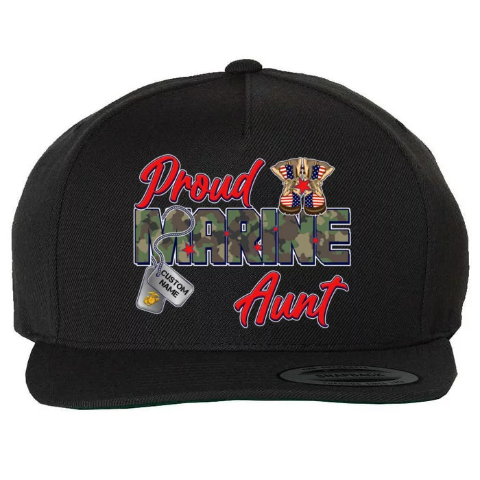 Proud Marine Aunt Personalize Dog Tags Wool Snapback Cap