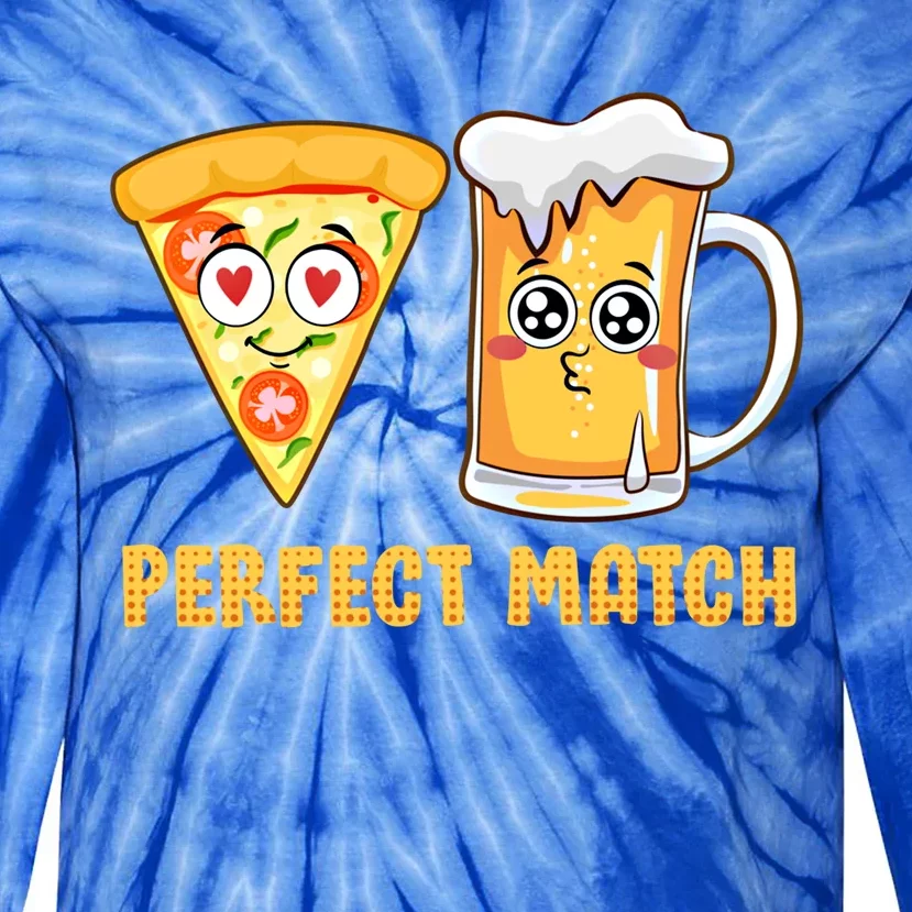 Perfect Match Beer Pizza Love Valentine's Day Gift Tie-Dye Long Sleeve Shirt