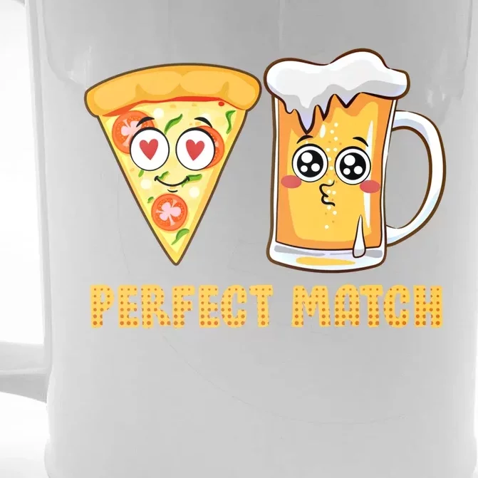 Perfect Match Beer Pizza Love Valentine's Day Gift Front & Back Beer Stein