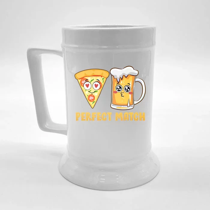 Perfect Match Beer Pizza Love Valentine's Day Gift Front & Back Beer Stein