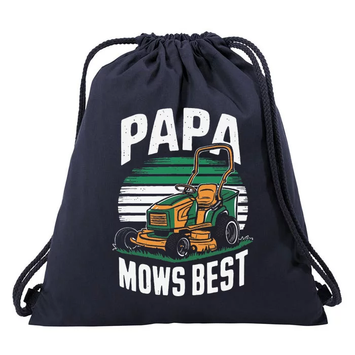 Papa Mows Best Lawn Care Papa Humor Drawstring Bag