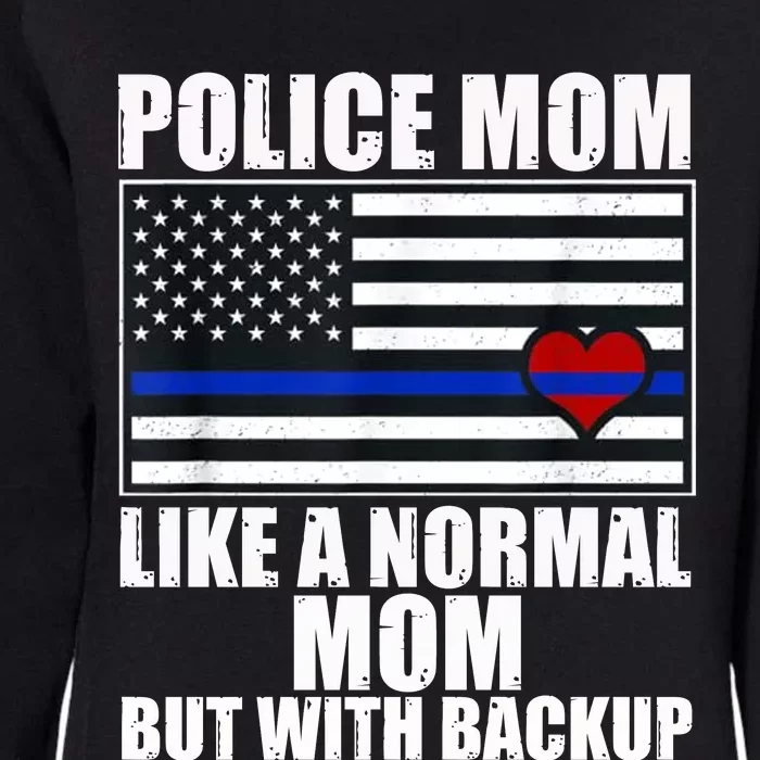 Police Mom Blue Line Flag Heart Womens California Wash Sweatshirt