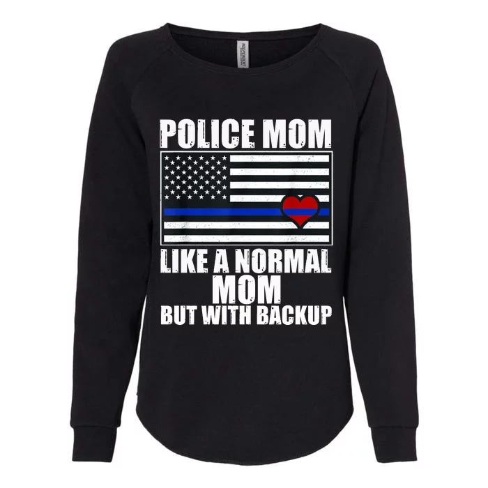 Police Mom Blue Line Flag Heart Womens California Wash Sweatshirt