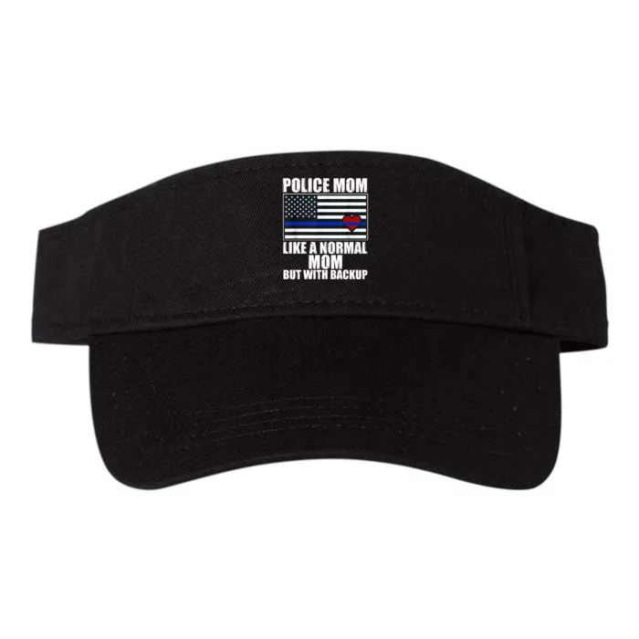 Police Mom Blue Line Flag Heart Valucap Bio-Washed Visor