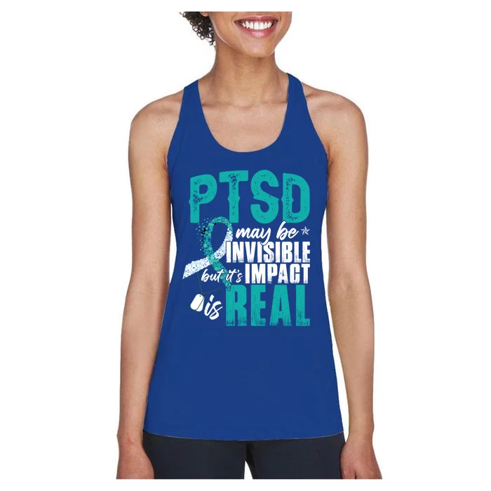 Ptsd May Be Invisible Ptsd Awareness Month Cool Gift Women's Racerback Tank