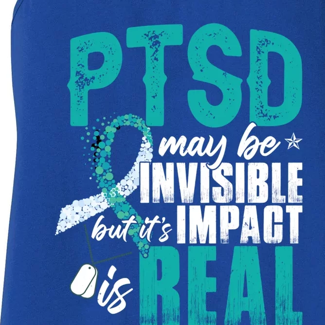 Ptsd May Be Invisible Ptsd Awareness Month Cool Gift Women's Racerback Tank