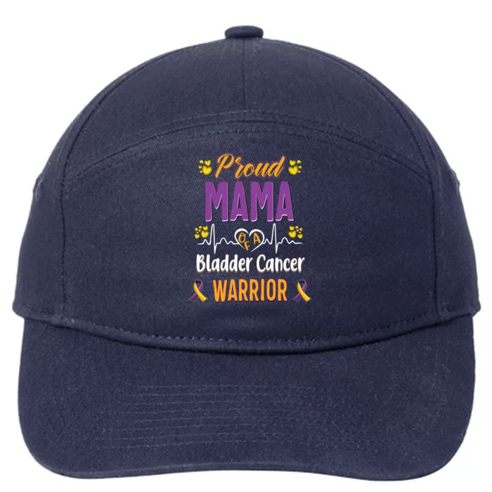 Proud Mama Bladder Cancer Warrior Awareness Ribbon Great Gift 7-Panel Snapback Hat