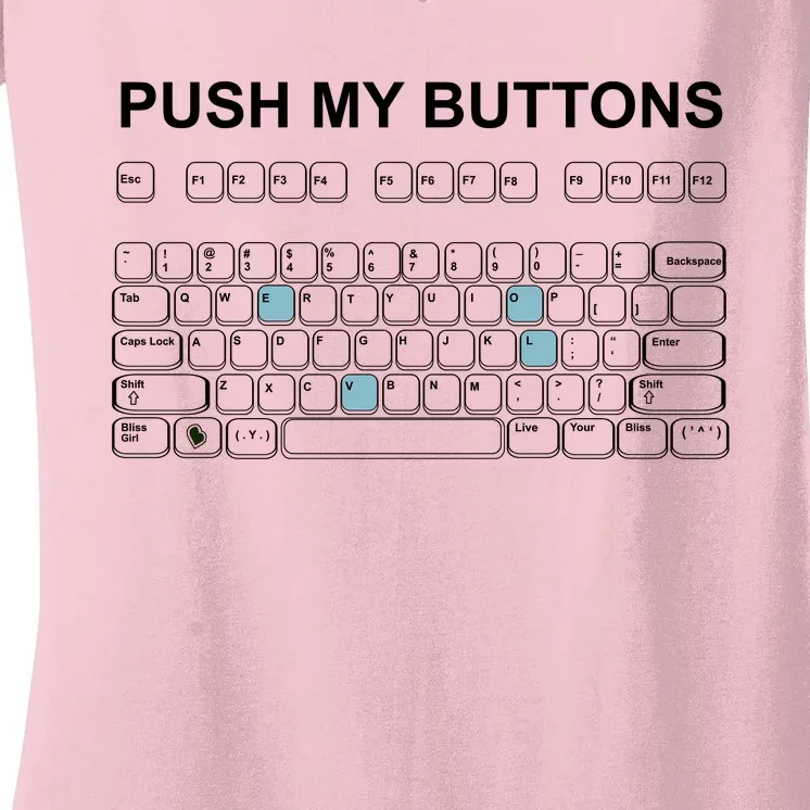 Push My Buttons Women's V-Neck T-Shirt