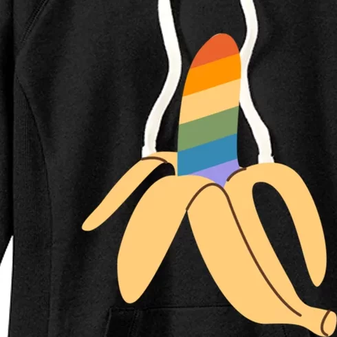 Pride Month Banana Rainbow Design Gift Women's Fleece Hoodie