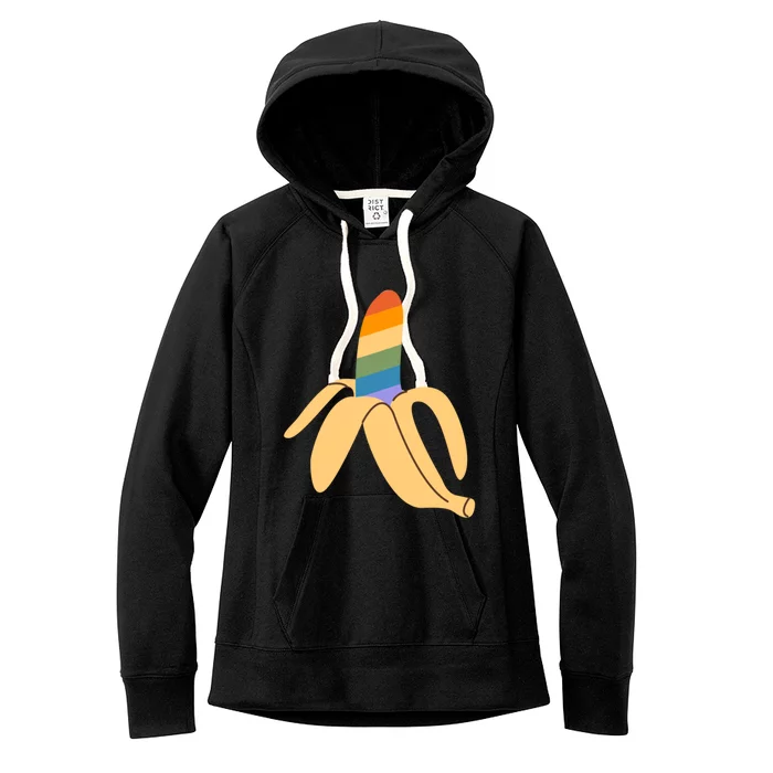 Pride Month Banana Rainbow Design Gift Women's Fleece Hoodie