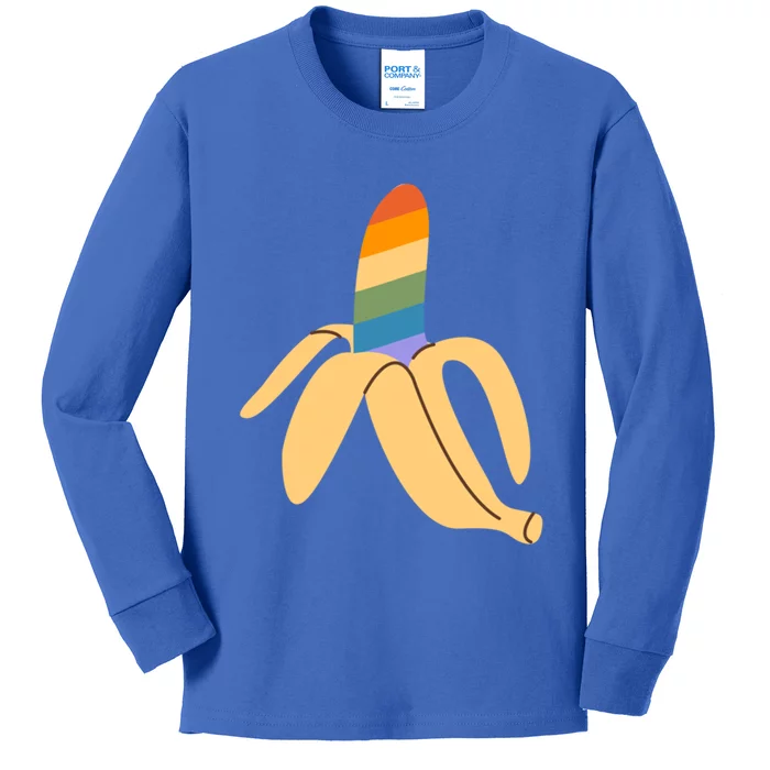 Pride Month Banana Rainbow Design Gift Kids Long Sleeve Shirt