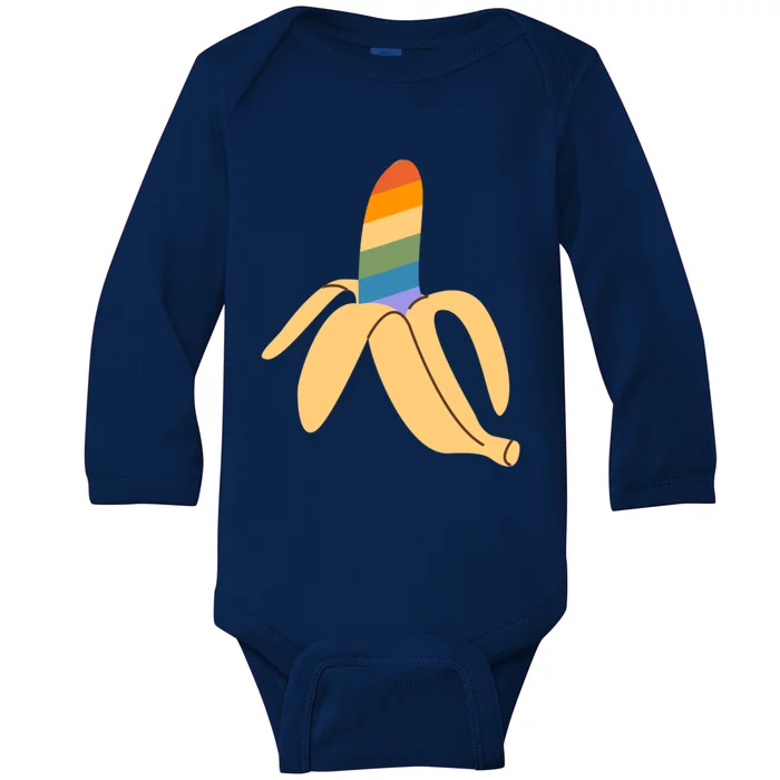 Pride Month Banana Rainbow Design Gift Baby Long Sleeve Bodysuit