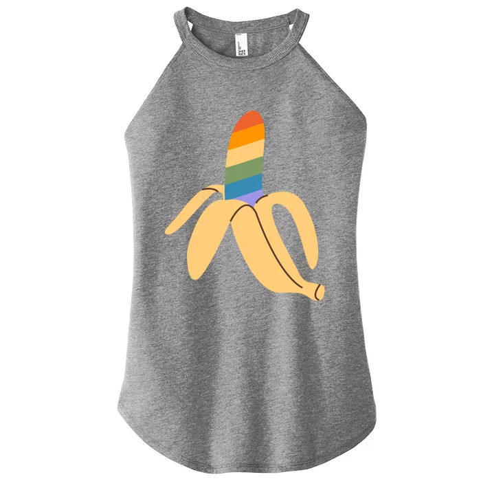 Pride Month Banana Rainbow Design Gift Women’s Perfect Tri Rocker Tank