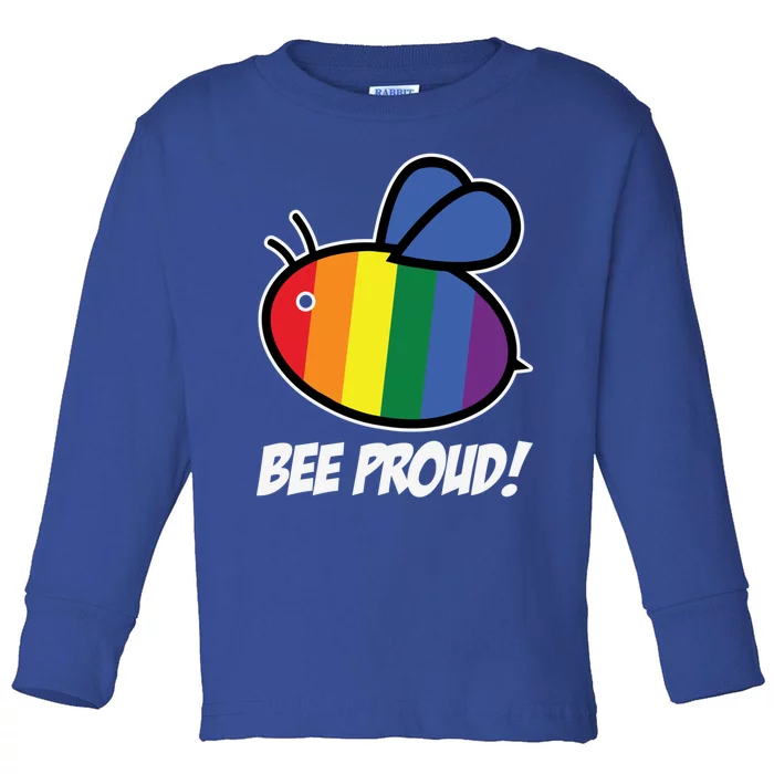 Pride Month Bee Proud Lgbt Rainbow Flag Queer Gift Toddler Long Sleeve Shirt