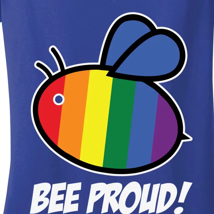 Pride Month Bee Proud Lgbt Rainbow Flag Queer Gift Women's V-Neck T-Shirt