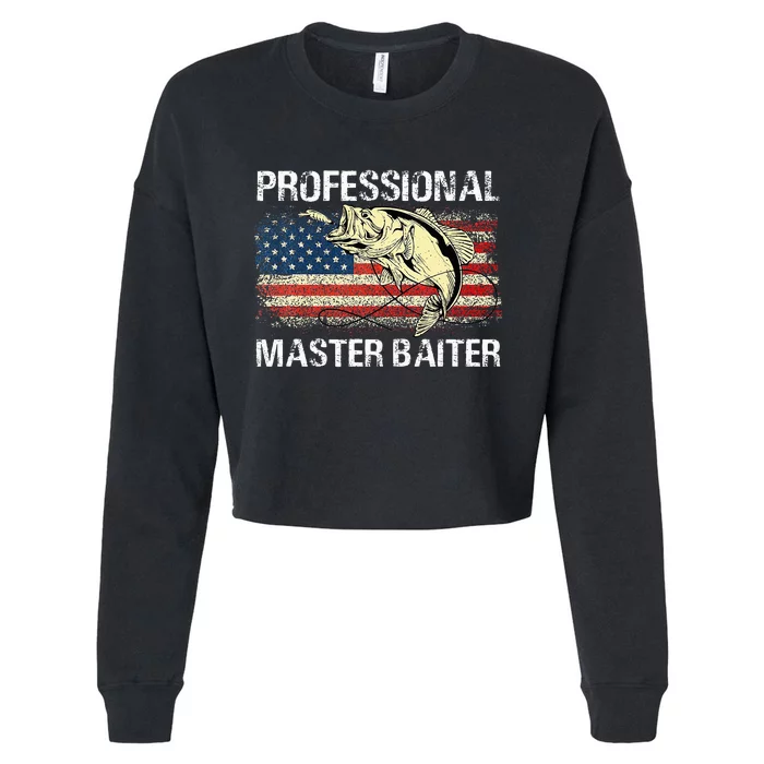 Professional Master Baiter Retro American Flag Cropped Pullover Crew