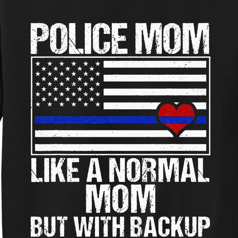 Police Mom Blue Line Flag Heart Sweatshirt