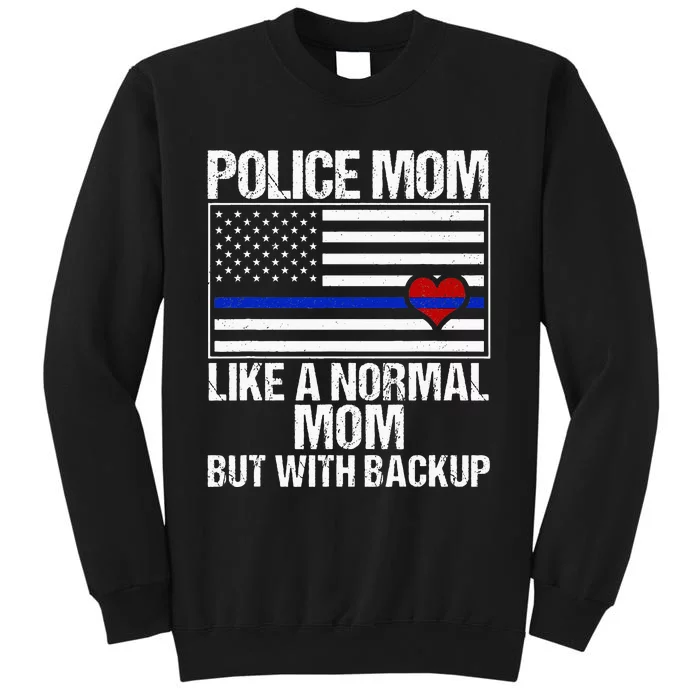 Police Mom Blue Line Flag Heart Sweatshirt