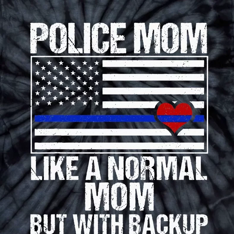 Police Mom Blue Line Flag Heart Tie-Dye T-Shirt