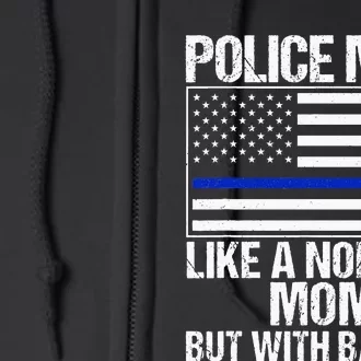 Police Mom Blue Line Flag Heart Full Zip Hoodie