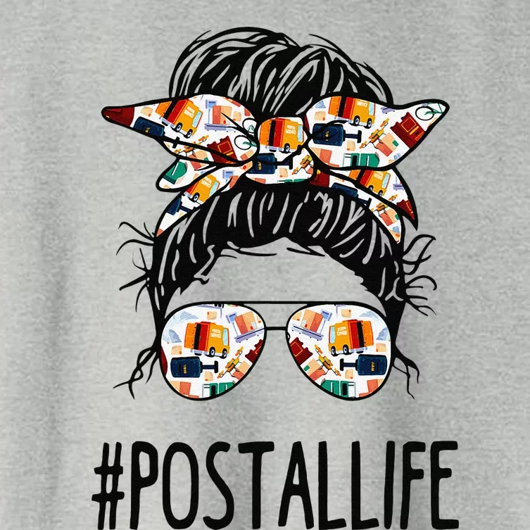 Postallife Messy Bun Mail Carrier Postal Worker Mailwoman Women's Crop Top Tee