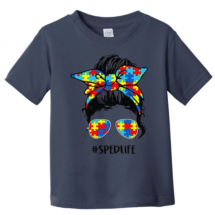 Puzzle Messy Bun Sped Life Sped Teacher Costume Autism Toddler T-Shirt