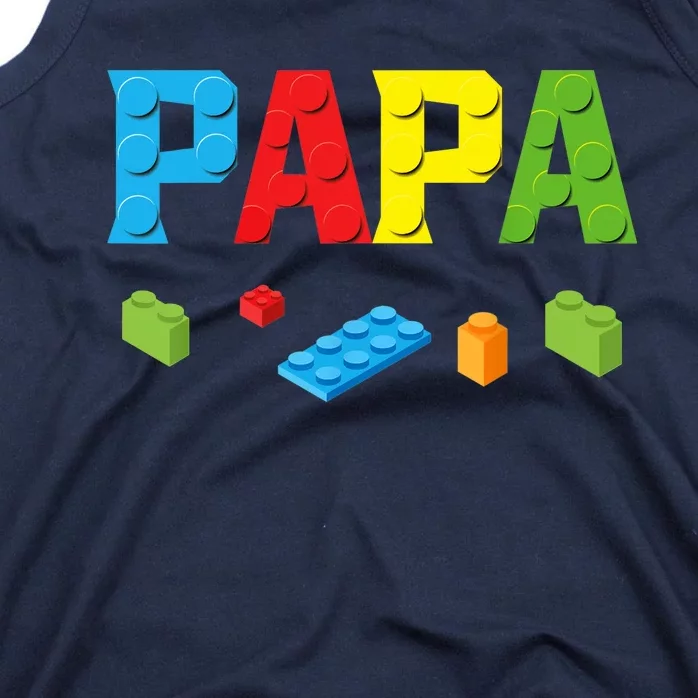 Papa Master Builder Building Bricks Blocks Family Set Parent Tank Top