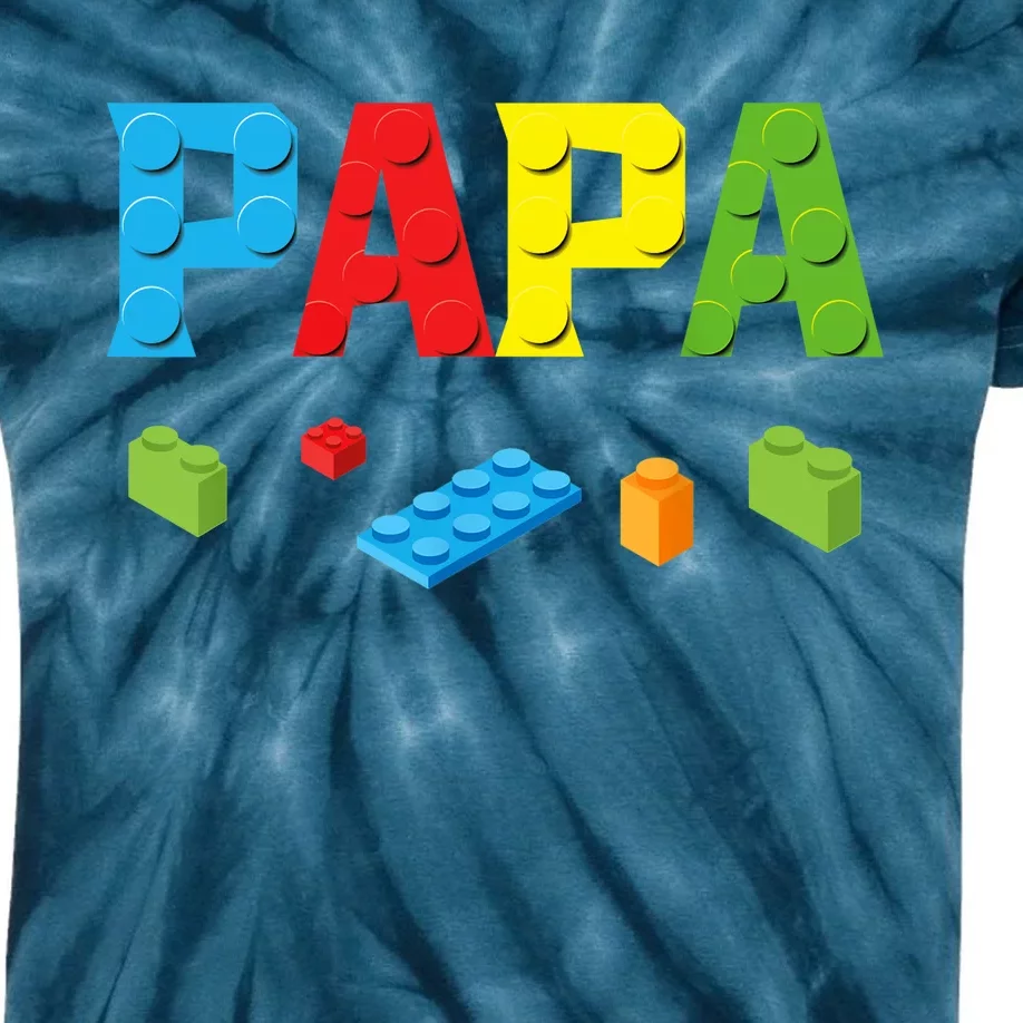 Papa Master Builder Building Bricks Blocks Family Set Parent Kids Tie-Dye T-Shirt