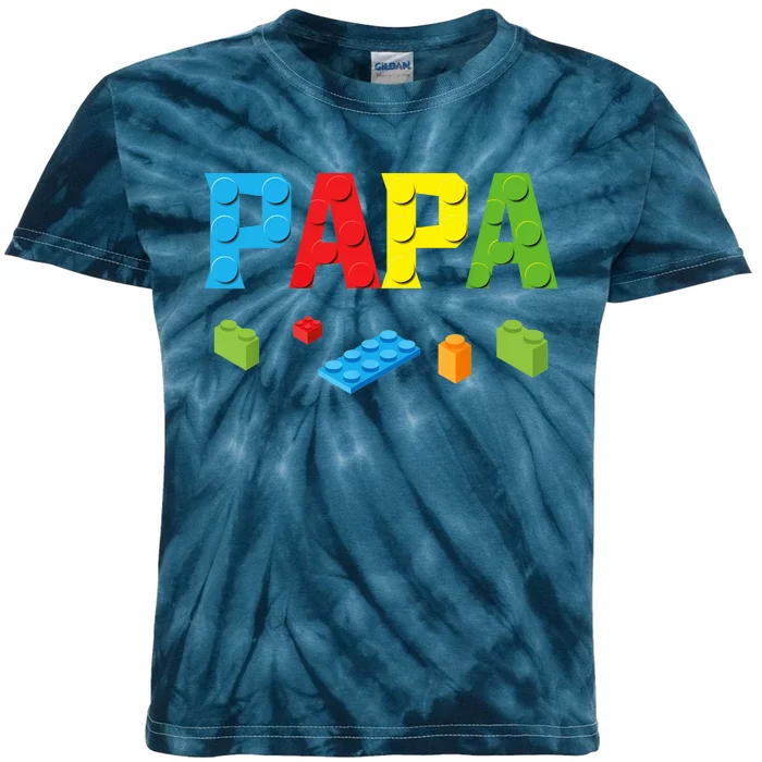 Papa Master Builder Building Bricks Blocks Family Set Parent Kids Tie-Dye T-Shirt