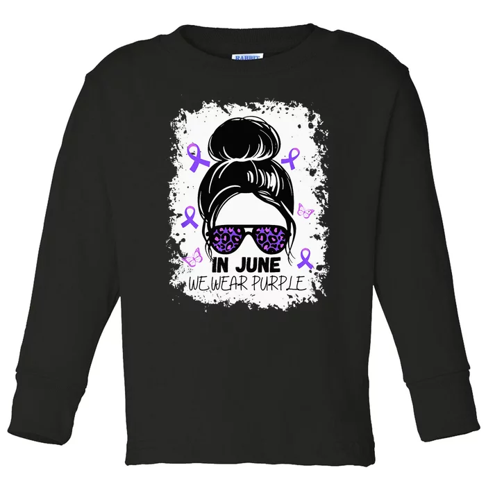 Purple Messy Bun In June We Wear Purple Alzheimer Awareness Toddler Long Sleeve Shirt