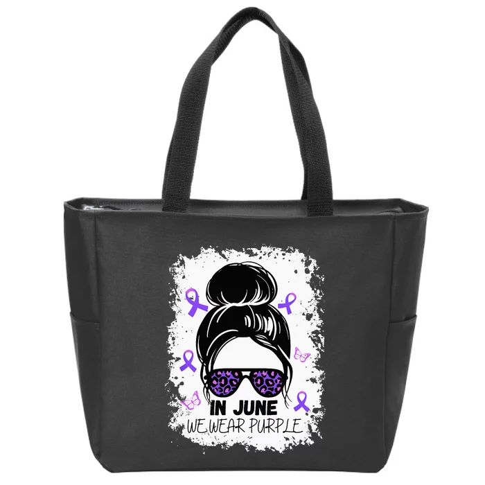 Purple Messy Bun In June We Wear Purple Alzheimer Awareness Zip Tote Bag