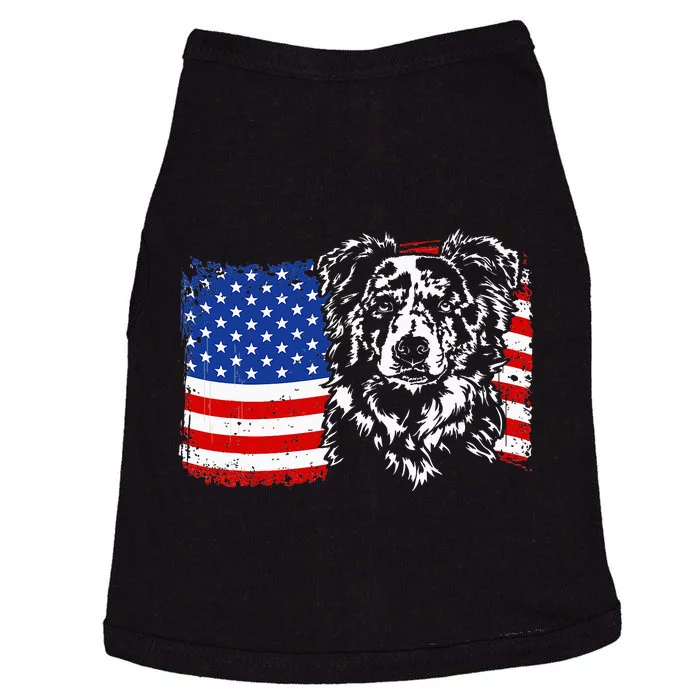 Proud Merle Border Collie American Flag Patriotic Dog Doggie Tank