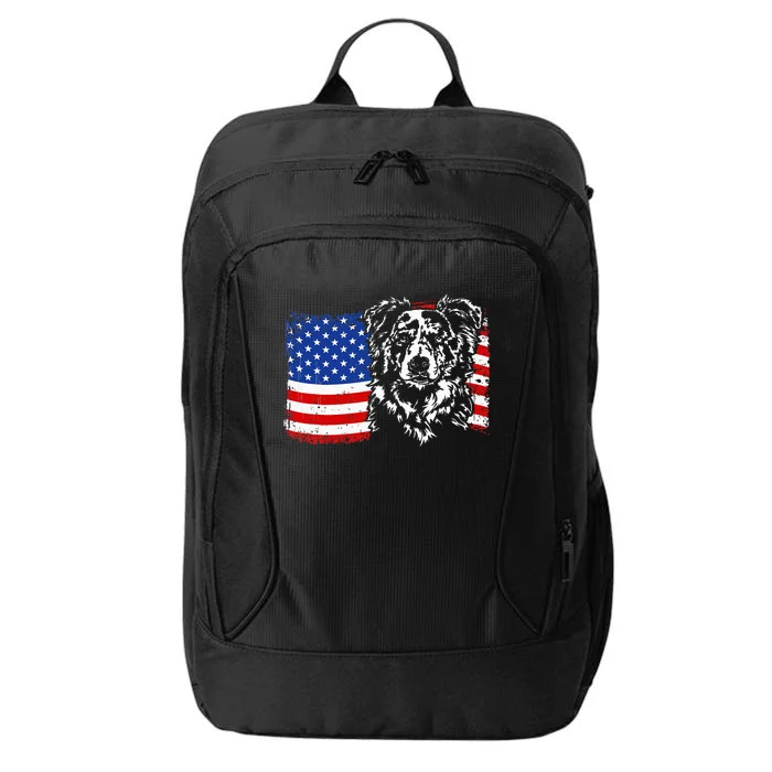 Proud Merle Border Collie American Flag Patriotic Dog City Backpack