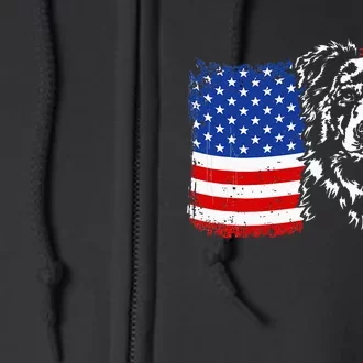 Proud Merle Border Collie American Flag Patriotic Dog Full Zip Hoodie