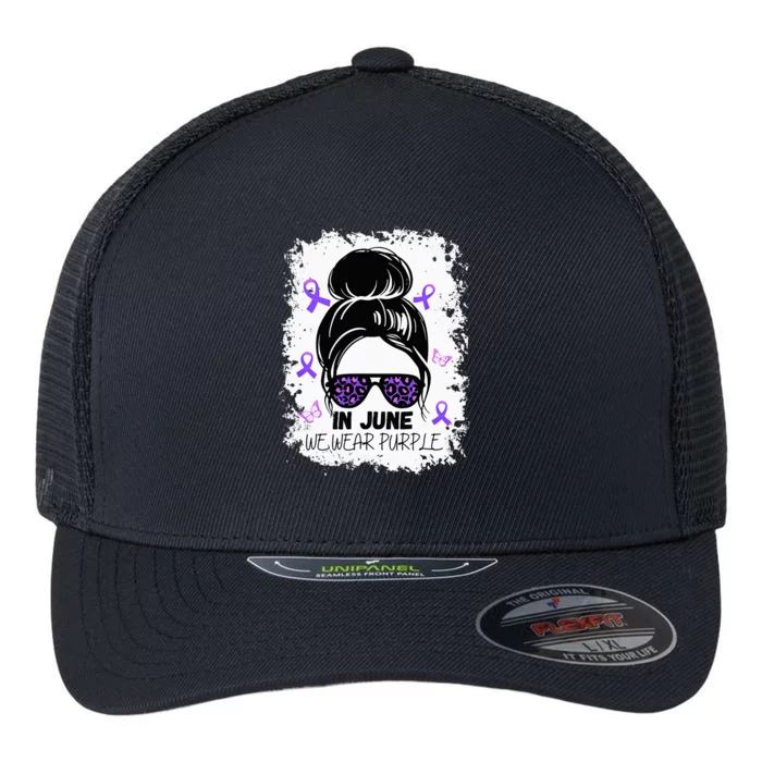 Purple Messy Bun In June We Wear Purple Alzheimer Awareness Flexfit Unipanel Trucker Cap