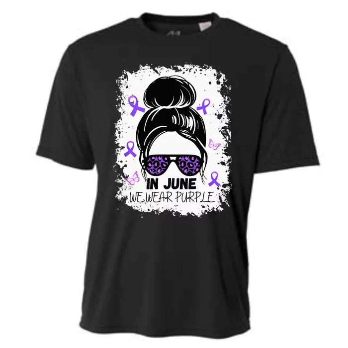 Purple Messy Bun In June We Wear Purple Alzheimer Awareness Cooling Performance Crew T-Shirt