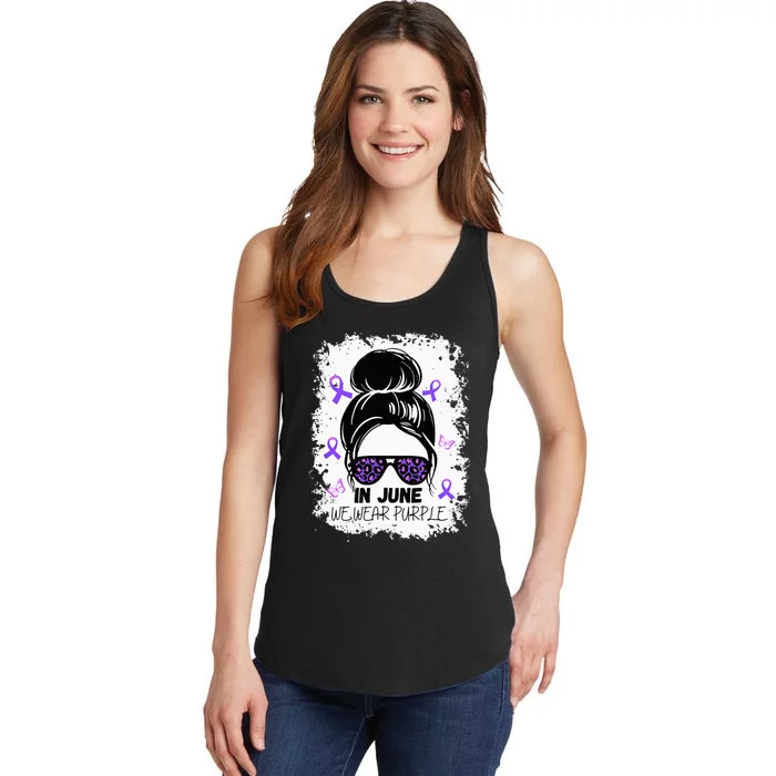 Purple Messy Bun In June We Wear Purple Alzheimer Awareness Ladies Essential Tank