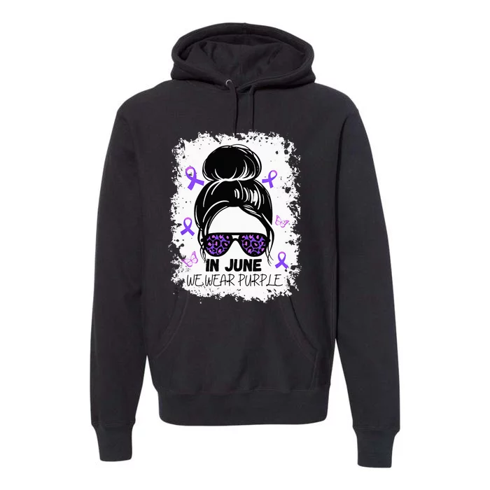 Purple Messy Bun In June We Wear Purple Alzheimer Awareness Premium Hoodie