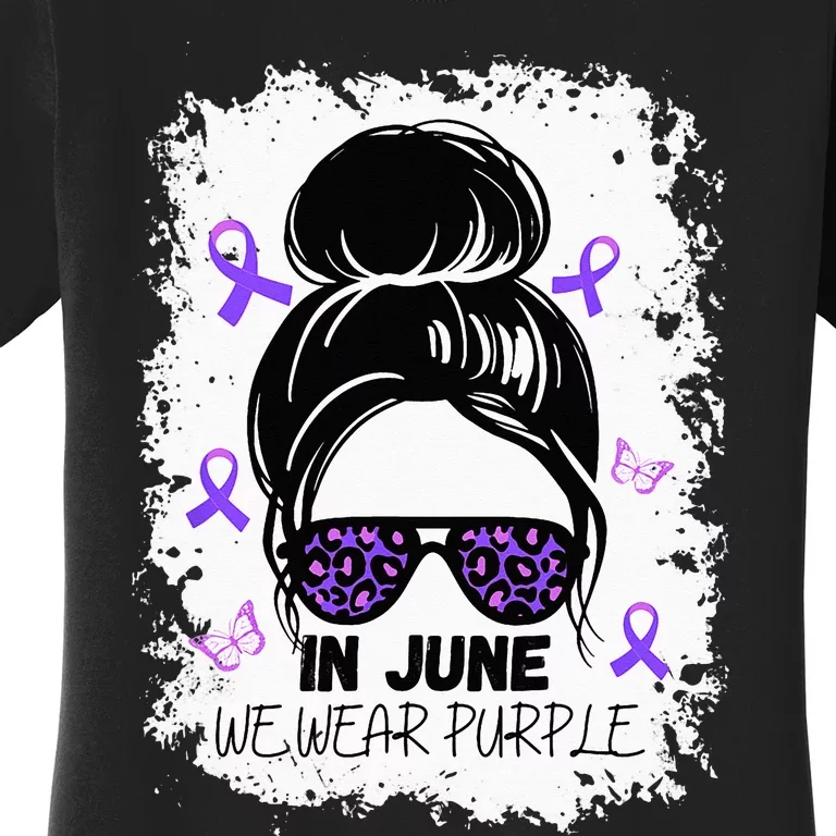 Purple Messy Bun In June We Wear Purple Alzheimer Awareness Women's T-Shirt