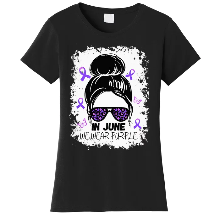 Purple Messy Bun In June We Wear Purple Alzheimer Awareness Women's T-Shirt