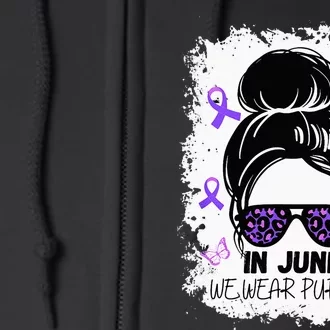 Purple Messy Bun In June We Wear Purple Alzheimer Awareness Full Zip Hoodie