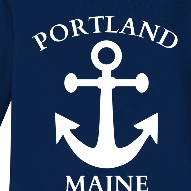 Portland Maine Boat Anchor Boating Cool Gift Baby Long Sleeve Bodysuit