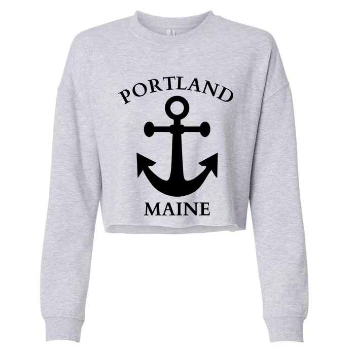 Portland Maine Boat Anchor Boating Cool Gift Cropped Pullover Crew