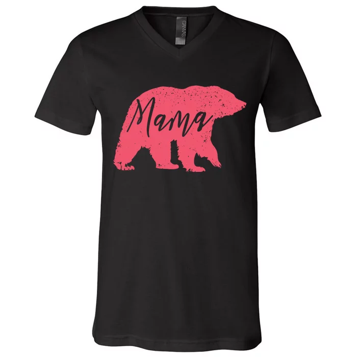 Pink Mama Bear V-Neck T-Shirt