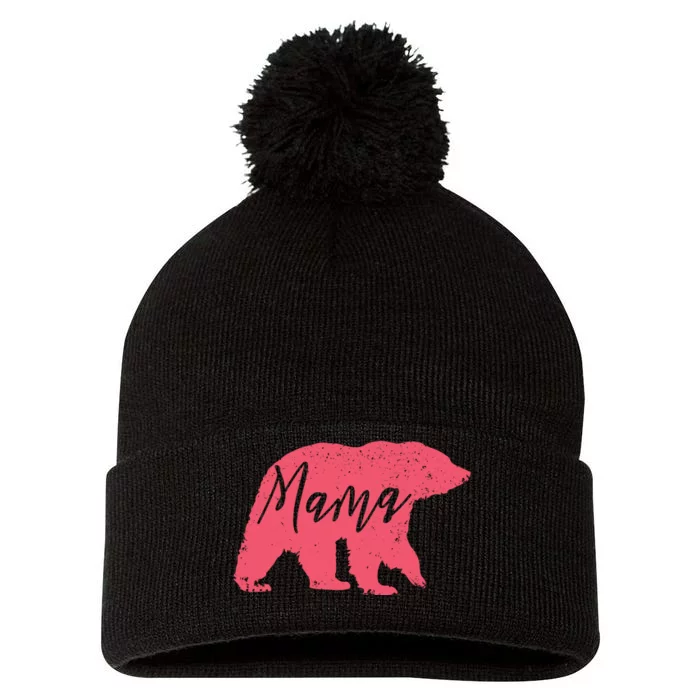 Pink Mama Bear Pom Pom 12in Knit Beanie